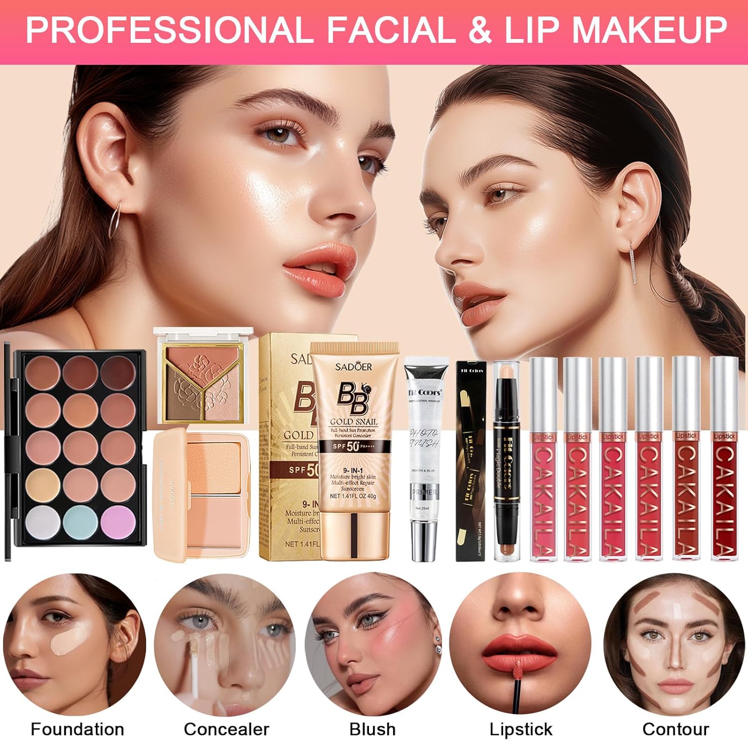 All in One Makeup Kit, Makeup Kit for Women Full Kit, Travel Make Up Gift Set for Women, Teens & Girls, Includes Eyeshadow Lipstick Eyeliner Eyebrow Pencil Brush Set, Beginners and Professionals Alike - Image 4