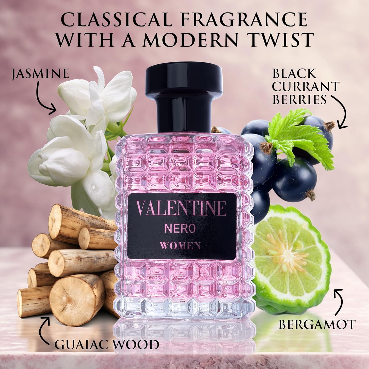 URBAN COLLECTION Valentine for Women Eau De Parfum - Amber Floral Jasmine, Bourbon Vanilla & Woods Oriental-Floral Fragrance with a Modern Twist Elegant 100ml Bottle Packed in Paper Box - Image 3