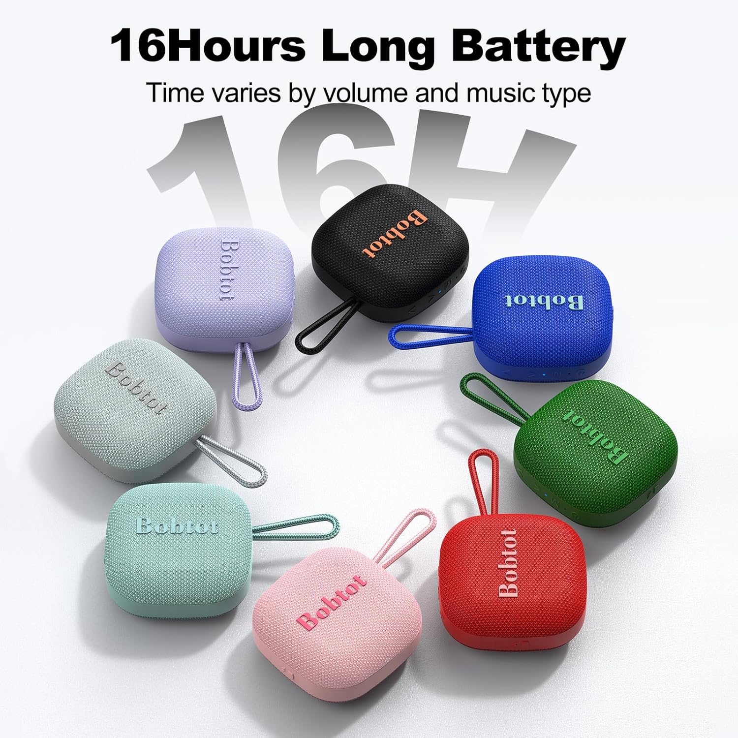 Bobtot Portable Wireless Bluetooth Speakers - IPX7 Waterproof Small Shower Speaker with 16 Hours Playtime, Loud Stereo Sound, Built-in Mic, TWS, Mini Size with Carry Lanyard for Outdoor, Blue - Image 4