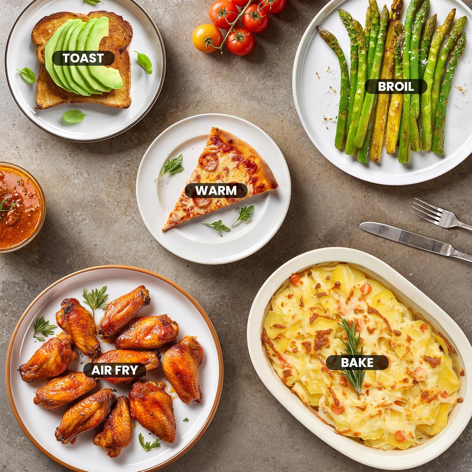 Elite Gourmet EAF0852SS 8.5Qt. Capacity Air Fryer Oven, Air Fry, Broil, Toast, Bake & Broil with Convection, Time and Temperature Controls, 800-Watts, Includes 25 Delicious Recipes, Stainless Steel - Image 9