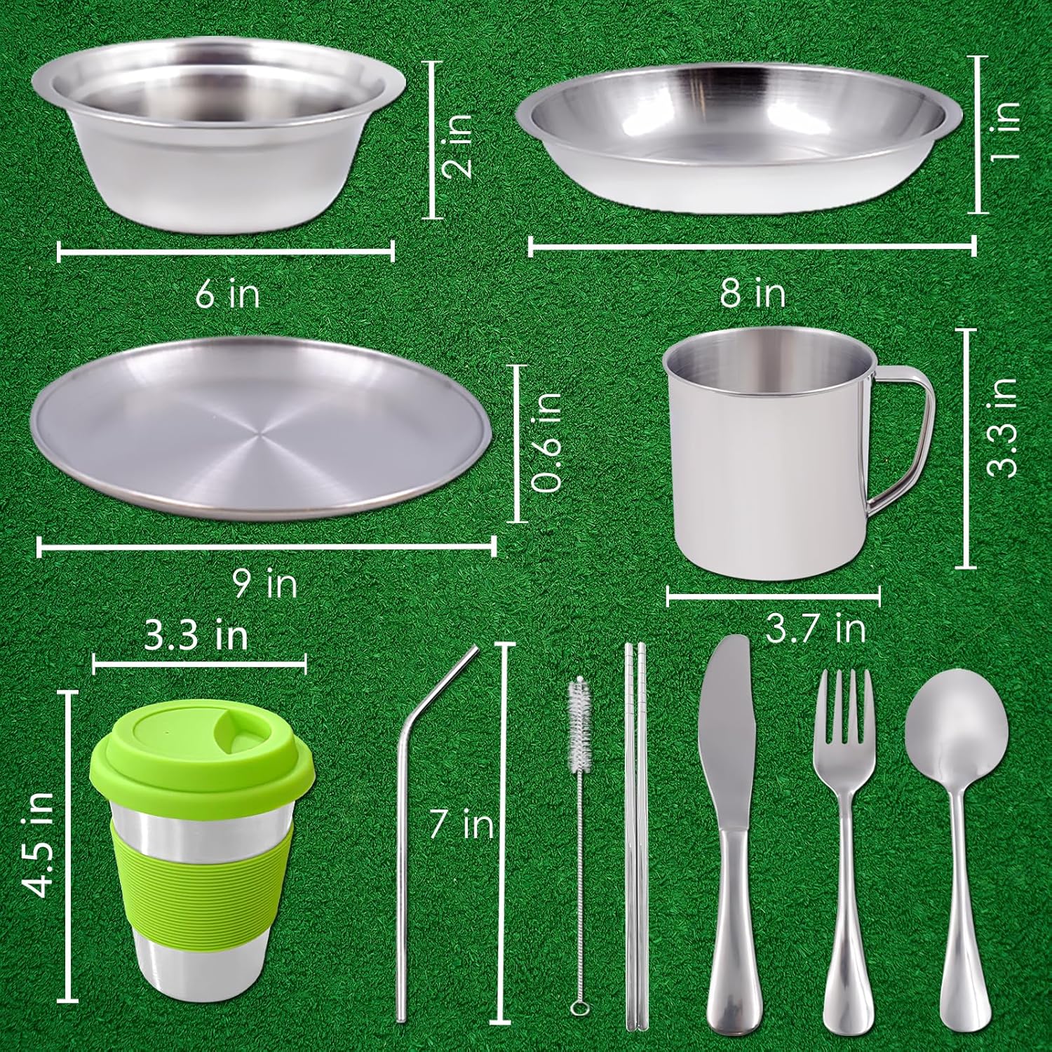 Camping Mess Kit Camping Plates Dishes Stainless Steel Camping Utensils Set Tableware Dinnerware with Bowls Cups Cutlery 1-2 Person for Backpacking, Hiking, Picnic, BBQ, RV Travel - Image 7