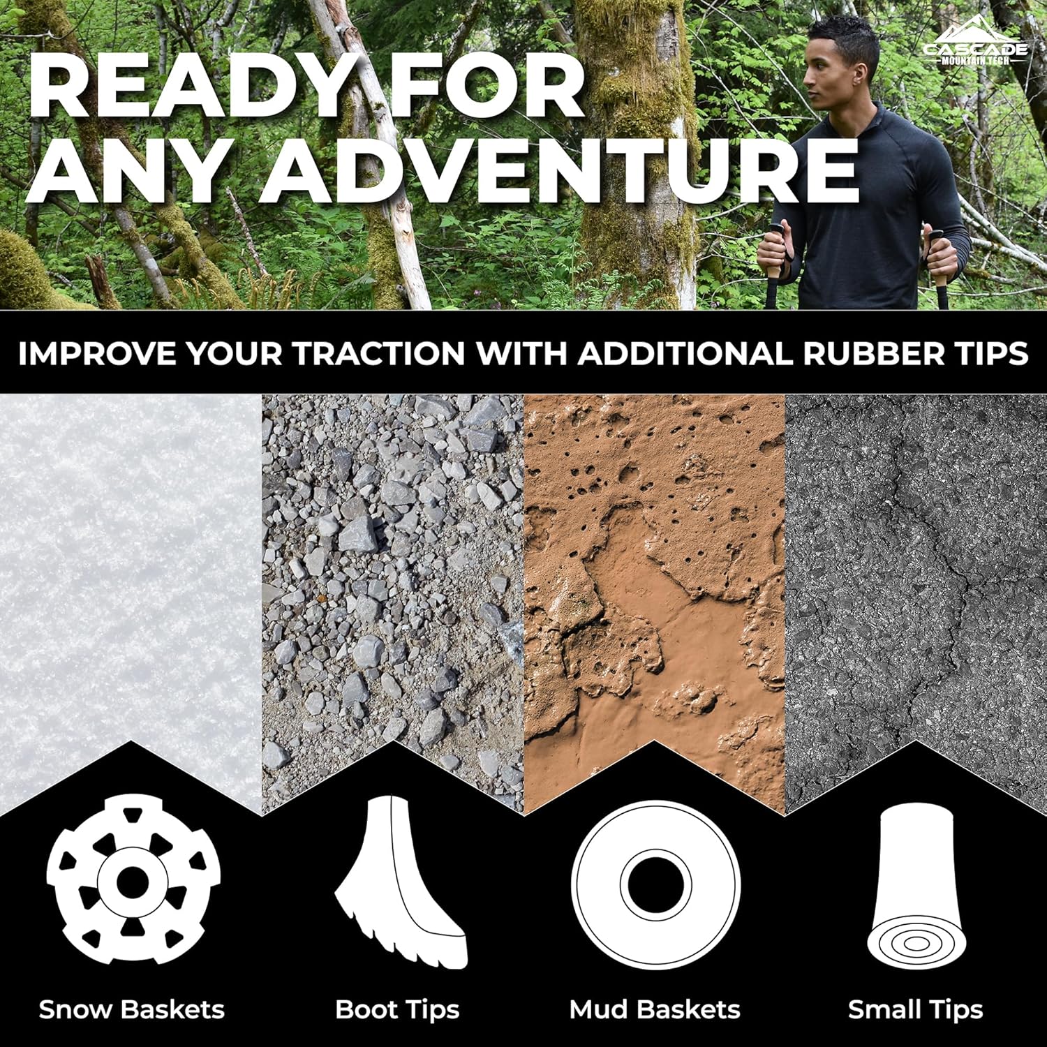 Cascade Mountain Tech Trekking Poles - Carbon Fiber Walking or Hiking Sticks with Quick Adjustable Locks - Image 6