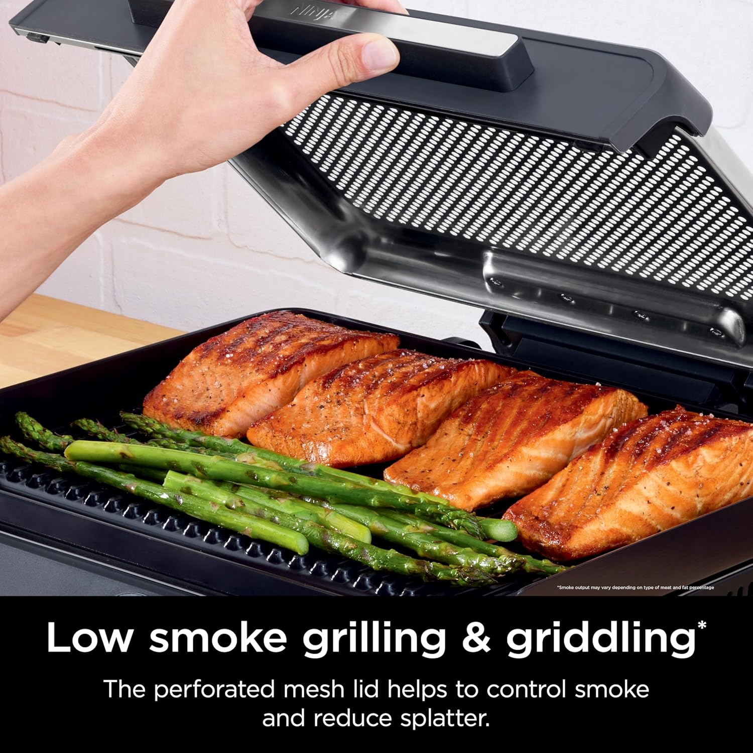 Ninja Griddle and Indoor Grill, 14’’, Electric Grill, For Steak, Burgers, Salmon, Veggies, and More, Pancake Griddle, Nonstick, Dishwasher Safe, 500F, Even Cooking, Silver, GR101 - Image 5