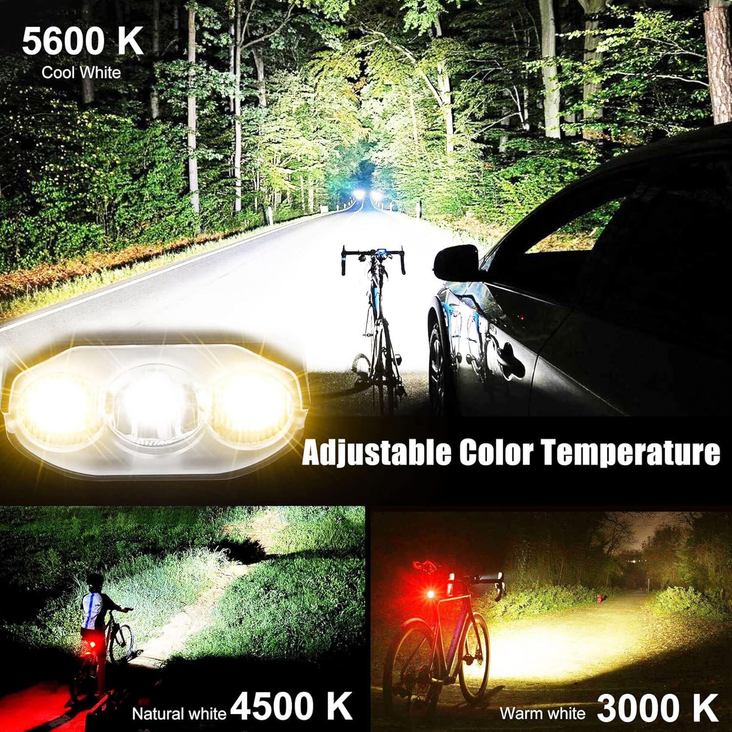 Bike Lights for Night Riding Aluminum Mounts Waterproof Bike Light Front and Back USB-C Rechargeable Bicycle Light Metal EBike Headlight Luces para Bicicleta luz para Bicicleta - Image 4