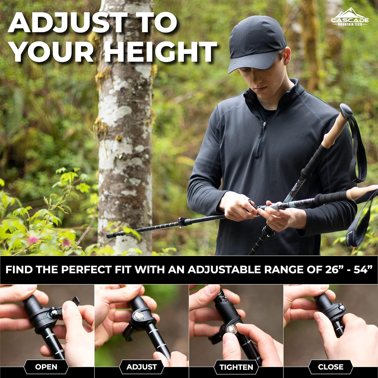 Cascade Mountain Tech Trekking Poles - Carbon Fiber Walking or Hiking Sticks with Quick Adjustable Locks - Image 5