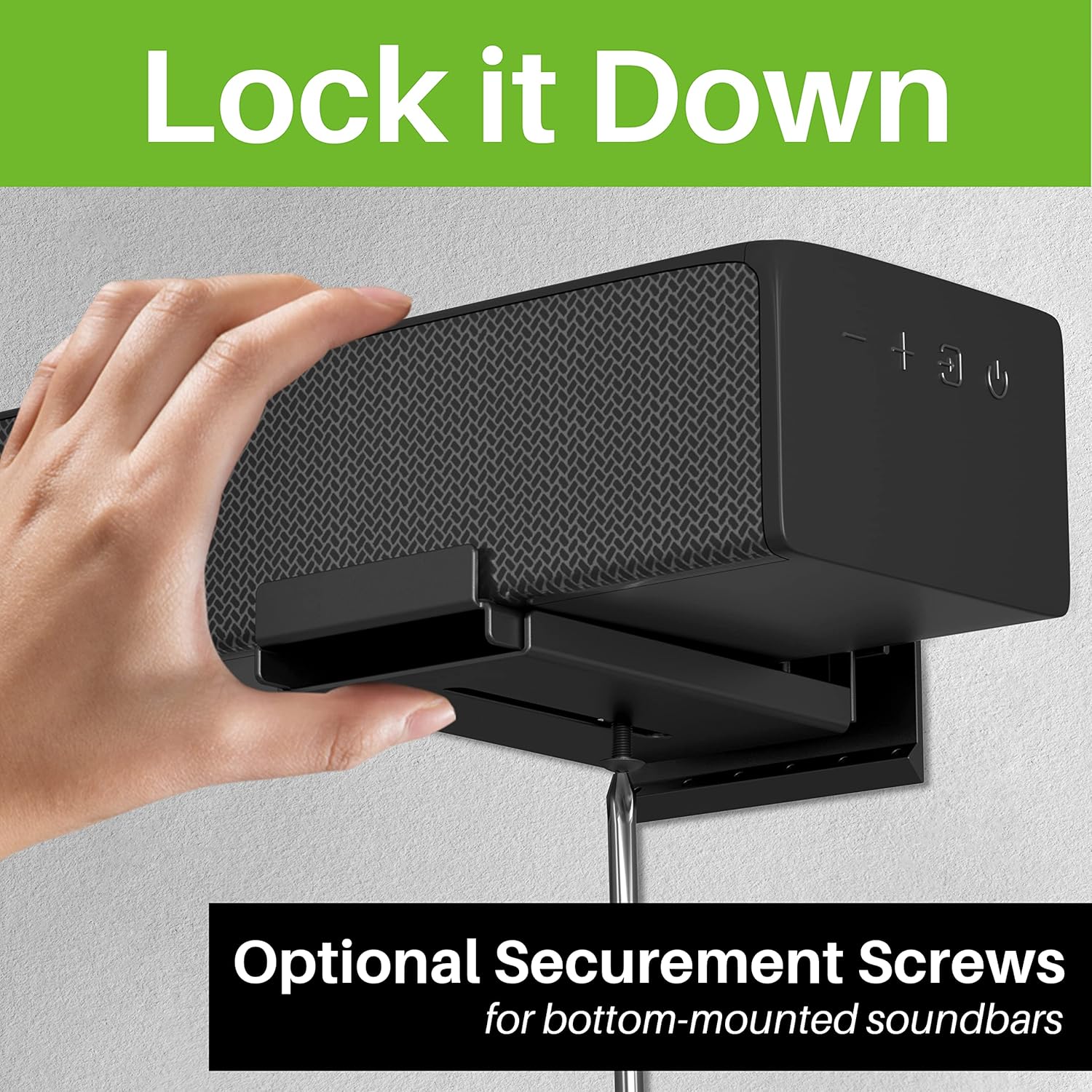 USX MOUNT Studless Soundbar Wall Mount, Universal Drywall Sound Bar Wall Brackets, Works with Most Soundbars, Holds up to 22 Lbs, Depth Adjustable 4.13-6.3'', Removable and Lockable - Image 5