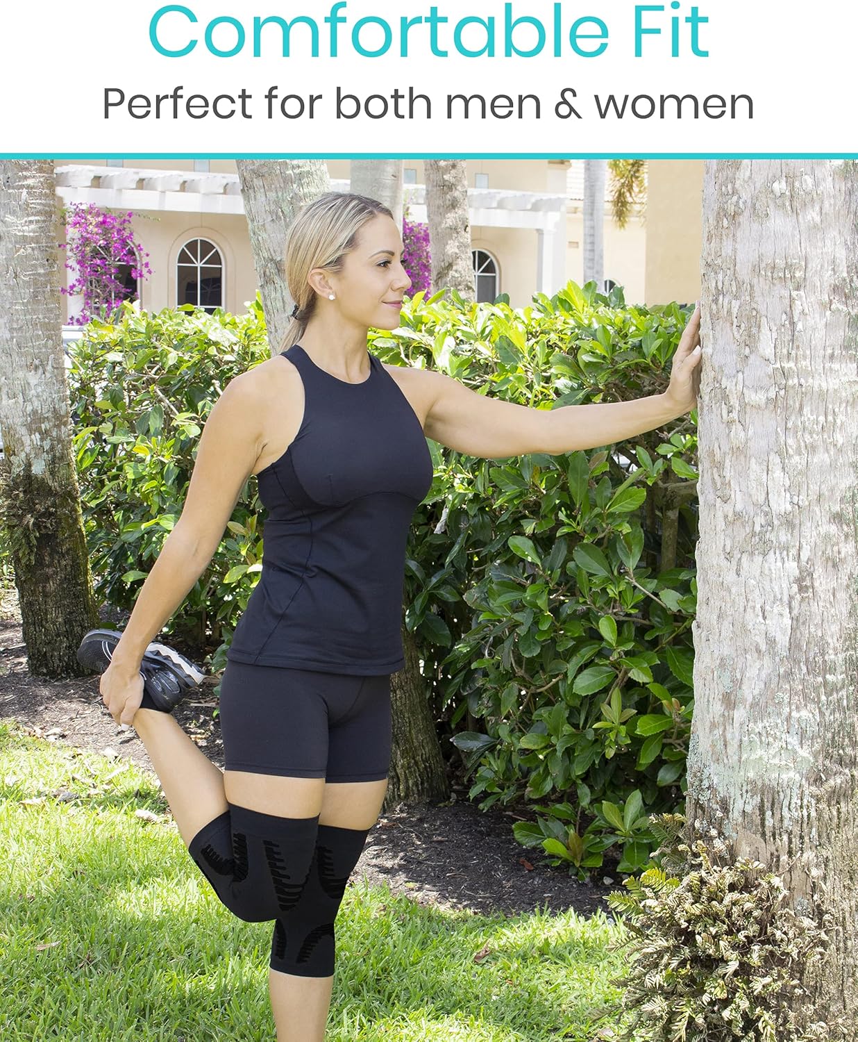 Vive Knee Sleeves (Pair) - Compression Support Sleeve Brace - Breathable, Lightweight, Comfortable - For ACL, PCL, Meniscus, Patella Pain, Weightlifting, Basketball, Running, Arthritis, Tendonitis - Image 7