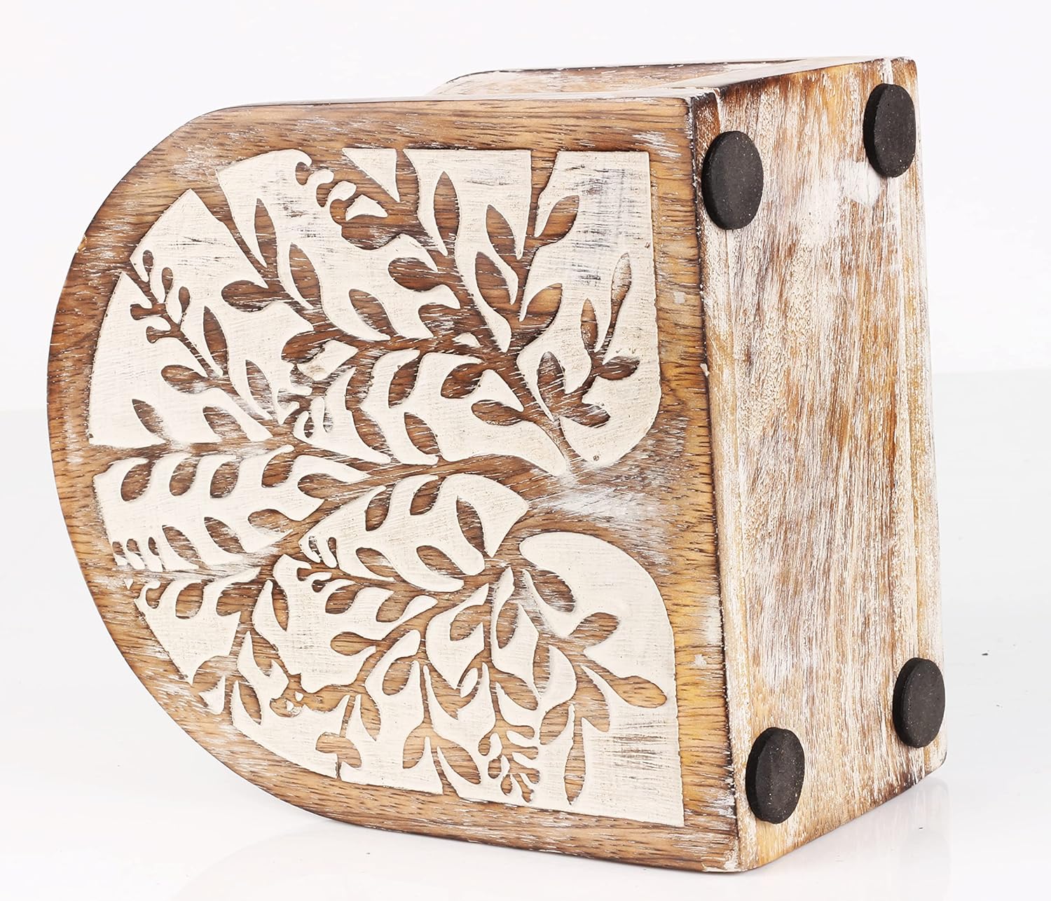 Wooden White Wash Tree of Life Tissue Paper Holder with Full Size Decorative Napkin Stand Tissue Paper Organizer for Home & Kitchen Dining Table Stand - Image 7