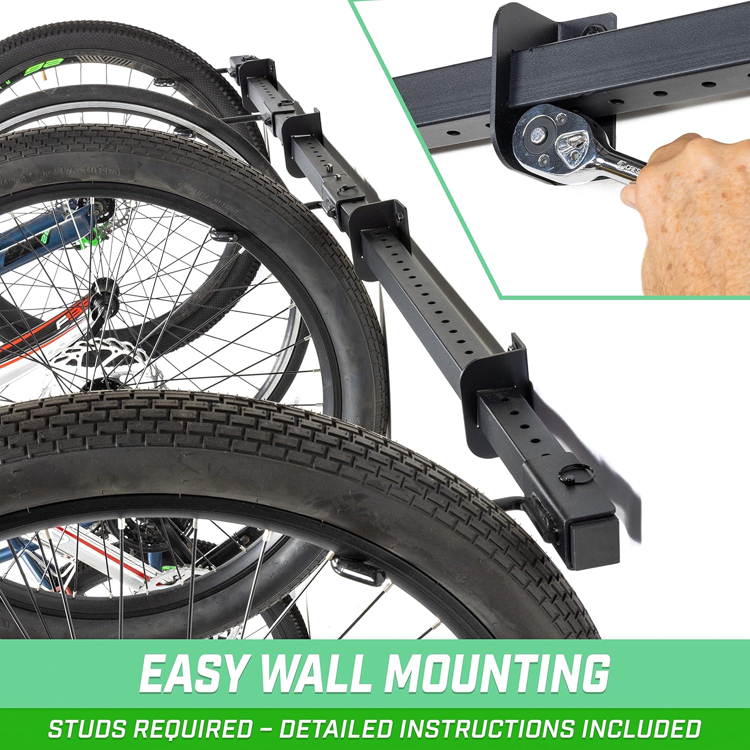GoSports 6 ft Wall Mounted Bike Rack for Garage - Vertical Storage for 4 to 6 Bicycles - Image 7