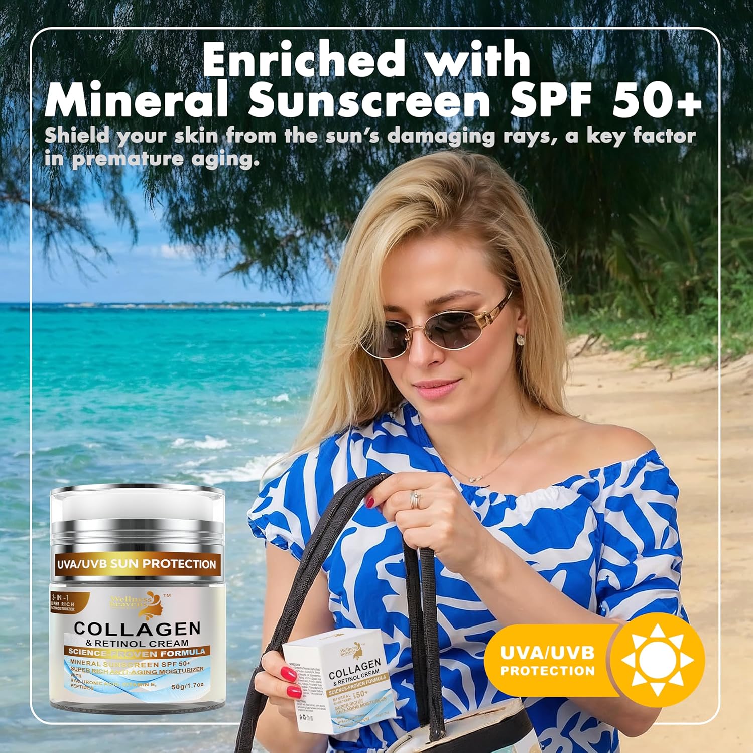 Daily Face Moisturizer with SPF 50 - Retinol, Hyaluronic Acid & Collagen with Age-Defying, Lift & Firm Cream and Sun Protection - Day & Night Repair Anti-Aging Face Moisturizer with Sunscreen | 1.7oz - Image 9