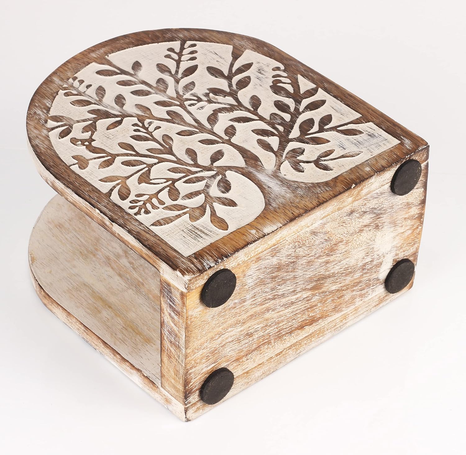 Wooden White Wash Tree of Life Tissue Paper Holder with Full Size Decorative Napkin Stand Tissue Paper Organizer for Home & Kitchen Dining Table Stand - Image 9