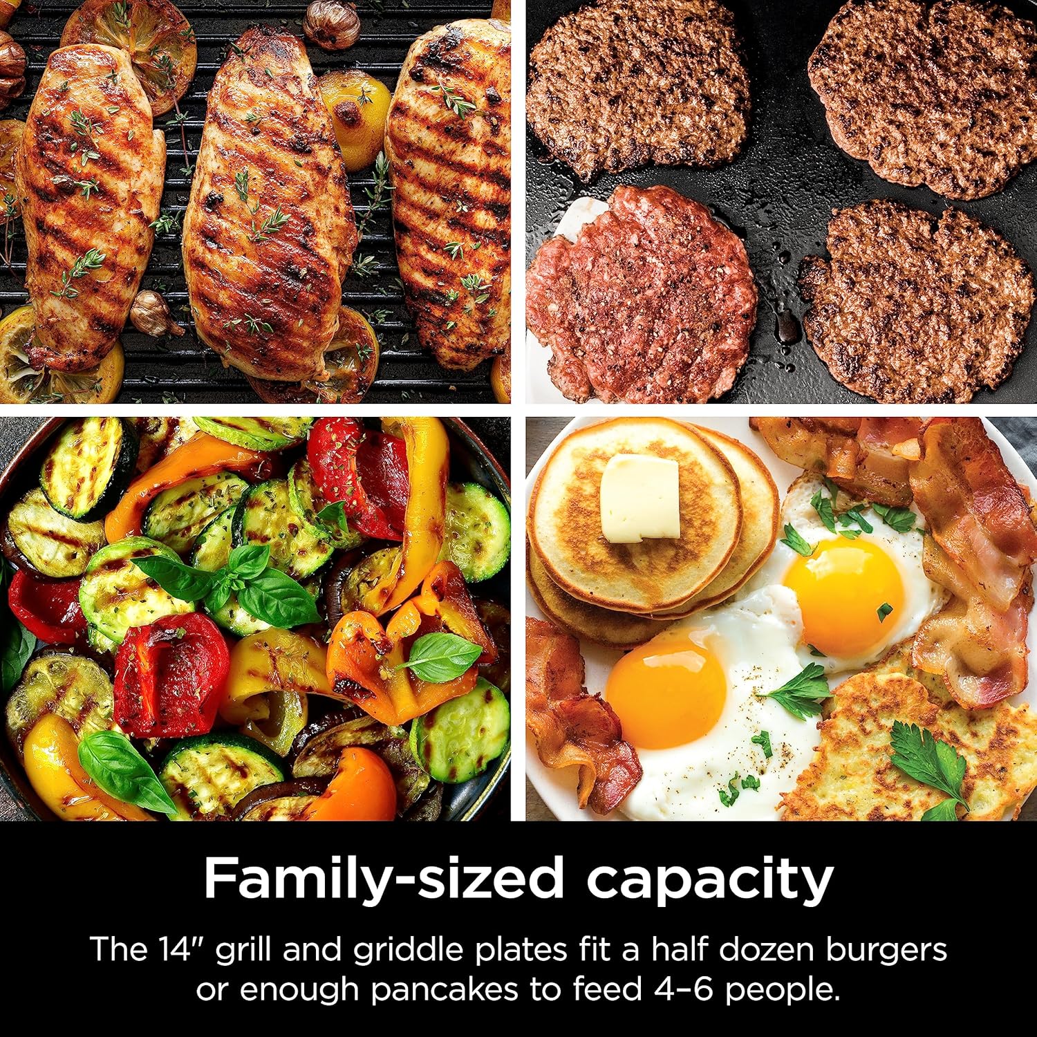 Ninja Griddle and Indoor Grill, 14’’, Electric Grill, For Steak, Burgers, Salmon, Veggies, and More, Pancake Griddle, Nonstick, Dishwasher Safe, 500F, Even Cooking, Silver, GR101 - Image 8